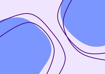 Wall Mural - Abstract background with colored shapes and line art , minimalist background in blue purple colors