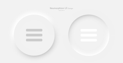 Wall Mural - a set of round menu buttons on a white background. user interface elements in the style of neumorphi