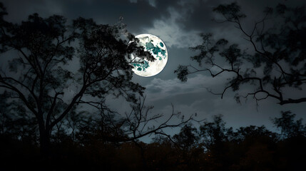 Wall Mural - full moon in a forest