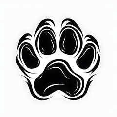 Canvas Print - clean black and white vector logo of a dog paw