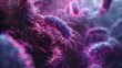 Microscopic duel, antibiotics vs bacteria, closeup, intense battlefield aura