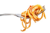 Fototapeta Las - Spaghetti twirled on a fork ,isolated on white background or transparent background, png clipart die-cut