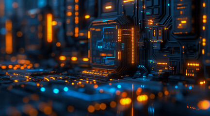 Abstract computer coding with glow light