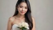 © SyabilaSyifa - Model asian woman wearing bride dress, holding flower