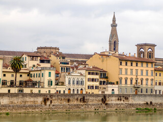 Quai of arno river old buildings florence italy