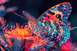 vibrant holographic butterfly floral encounter