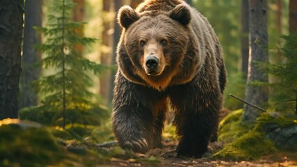 brown bear in the forest. dangerous animal in the forest. wildlife scene, a brown bear in the forest