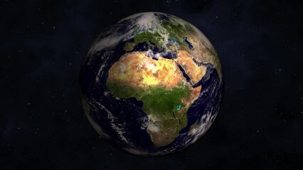 Wall Mural - earth spinning on starry background. animation of planet earth rotation. elements of this video furn