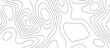 Abstract topographic map patterns, topography line map. The black on white contours topography stylized height of the lines. cotour map and line terrain path. Linear graphics. Vector illustration. 
