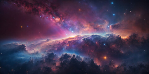 Wall Mural - stunning cosmic sky with vibrant nebula background with stars.