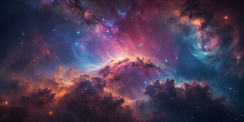 Wall Mural - stunning cosmic sky with vibrant nebula background with stars.