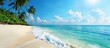 tropical beach with white sand and blue sea background