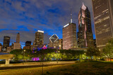 Fototapeta Big Ben - View of Chicago skyline from Millennium park at twilight