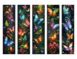 Beautiful bookmarks for book lovers, set of 5, decorative design, size of bookmarks 4,5cm x 18cm, illistration, PNG, love to read, Colorful Spring 3D Butterfly