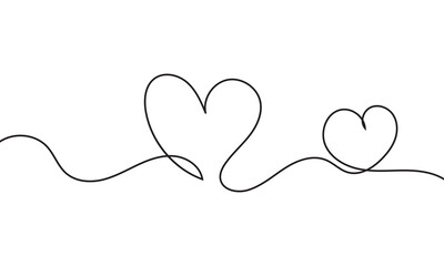 Sticker - Single doodle heart continuous wavy line art drawing on white background. vector illustration. EPS 10