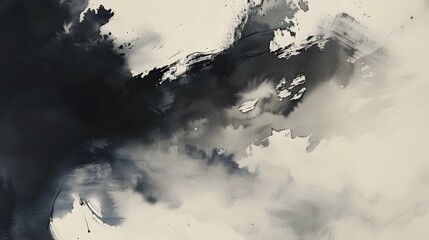 Wall Mural - Black ink wash painting of a landscape with Japanese oriental style.