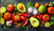 Vibrant Mexican Culinary Ingredients on Dark Background