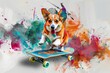 Graphic t shirt vector dog skateboarding , Tshirt design
