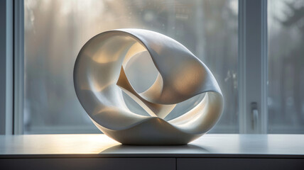 Wall Mural - Modern white abstract sculpture on table