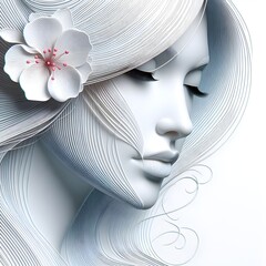 Wall Mural - Ai generates beautiful woman face line style black and white luxury makeup beauty aesthetics salon spa illustration