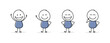 Collection of funny stickman showing gestures. Vector