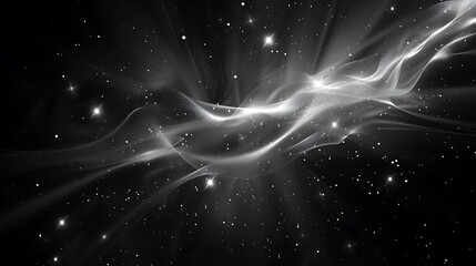 Wall Mural - Black and white image of a nebula. The nebula is a large cloud of gas and dust in space. It is glowing because it is being heated by nearby stars.