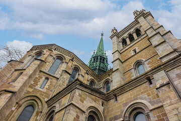 Wall Mural - St. Peter's Cathedral (Cathedrale St-Pierre, 1160 - 1252) is a partly Romanesque and partly Gothic church. Cathedral was rebuilded several times. GENEVA, SWITZERLAND.