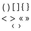 Types of brackets. Bracket Icons. Typography. Parenthesis in Mathematics. Vector Illustration.	