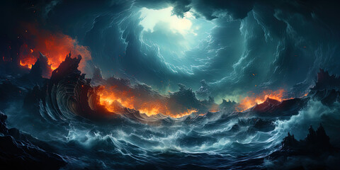 Wall Mural - stormy whirlpools woven from power and forces of nature, like a whirlwind of elemen