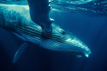 Wall Mural - A whale is swimming in the ocean