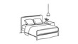 Continuous line drawing of double bed. Modern loft furniture for the bedroom in a minimalist single-line style. vector illustration in doodle style.