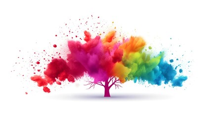 Wall Mural - Tree happy Holi colorful background festival 