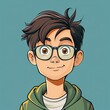 Boy Man Cartoon Avatar with glasses