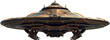 Futuristic spaceship with glowing details isolated, UFO ship, cut out transparent