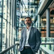 © ERiK - mature executive businessman standing in the modern office building, confident mid adult professional