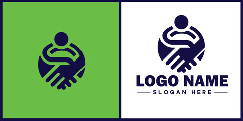 Wall Mural - handshake logo icon vector for business brand app icon deal people friendship partnership cooperation business teamwork trust logo template