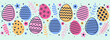 Trendy Easter design with colourful eggs. Modern minimal style banner. Vector illustration