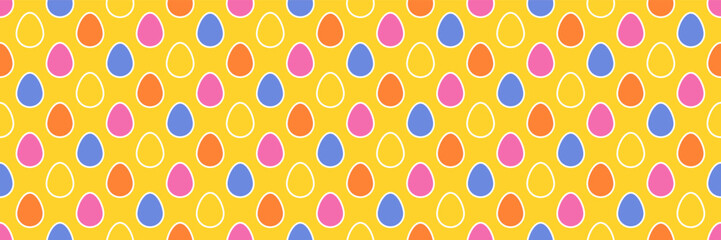 Wall Mural - Seamless background with Easter eggs. Layout for a wrapping paper, poster and card. Banner. Vector illustration