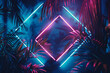 Tropical Neon Ambiance: Diamond Palm Leaves
