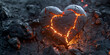 Flames of Affection: Heart in Fire on Dark Background - Valentine's Day Concept