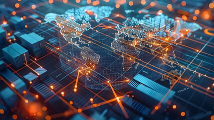 Wall Mural - the dynamic interface of a global supply chain management software