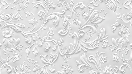  a stucco floral pattern on a wall within an elegantly decorated room. The image highlights the pattern's role in enhancing interior aesthetics. SEAMLESS PATTERN