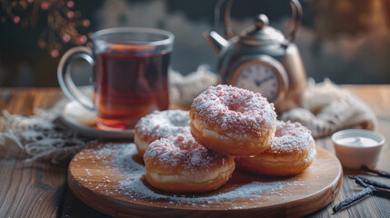 Wall Mural - Background of Assorted Donuts (Doughnuts) of Various Flavors