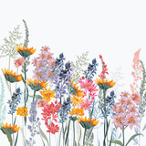 Fototapeta Dmuchawce - Fashion vector floral illustration with wild flowers