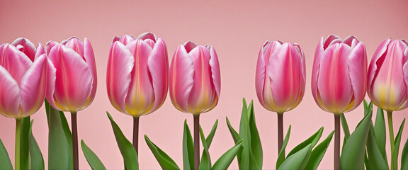 Wall Mural - Tulip flowers in row 