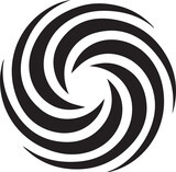 Fototapeta Do przedpokoju - optical illusion, element, circle, black and white stripes, sticker, design graphic symbols of the company logo, the ability to change color and size.
