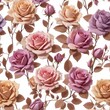 seamless background with roses in tan and mauve colours,  floral banner,  flower background 