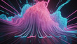 3d render, abstract fantasy background. Fantastic neon cloud and glowing dynamic lines