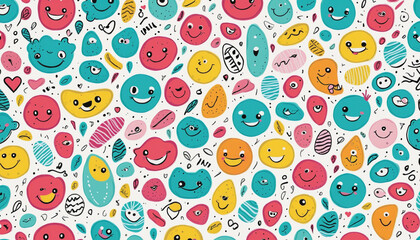 Wall Mural - Fun colorful line doodle seamless pattern. Creative minimalist style art background for children or trendy design with basic shapes. Simple childish scribble backdrop.	