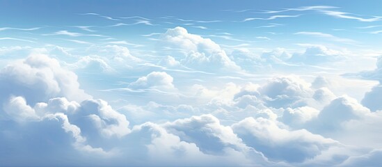 Wall Mural - a serene natural landscape with a fluid blue sky and white cumulus clouds, creating a calm atmospher